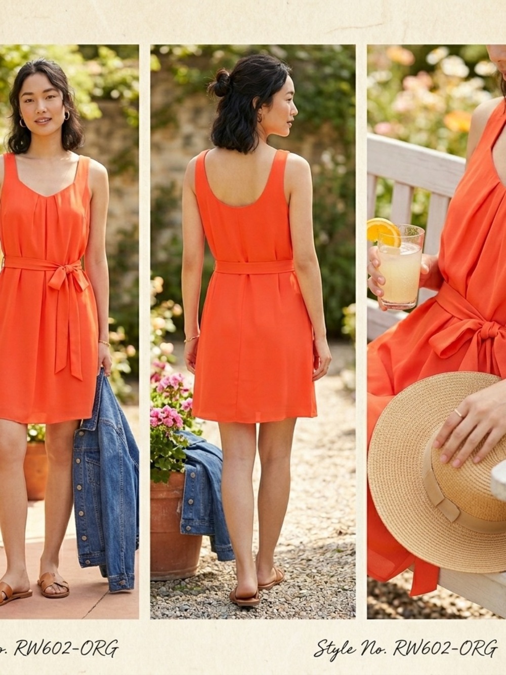 RW&CO.  Coral orange sleeveless LINED Dress—-Medium A++